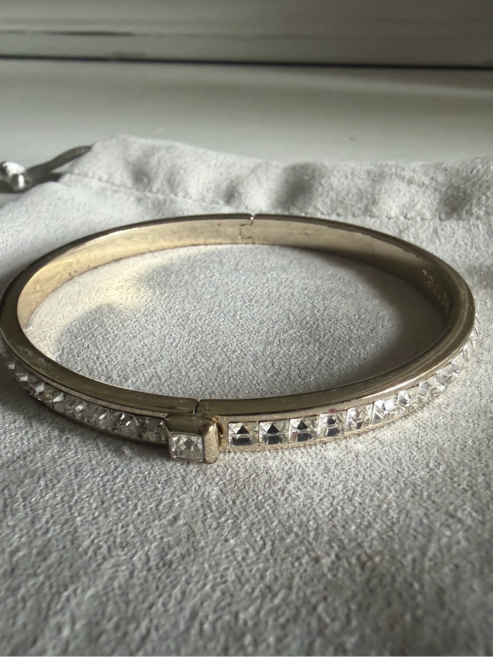 henri bendel Gold-Tone Crystal Channel Bangle Bracelet